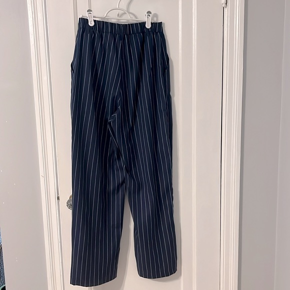 Navy blue pinstripe trousers - Picture 3 of 4
